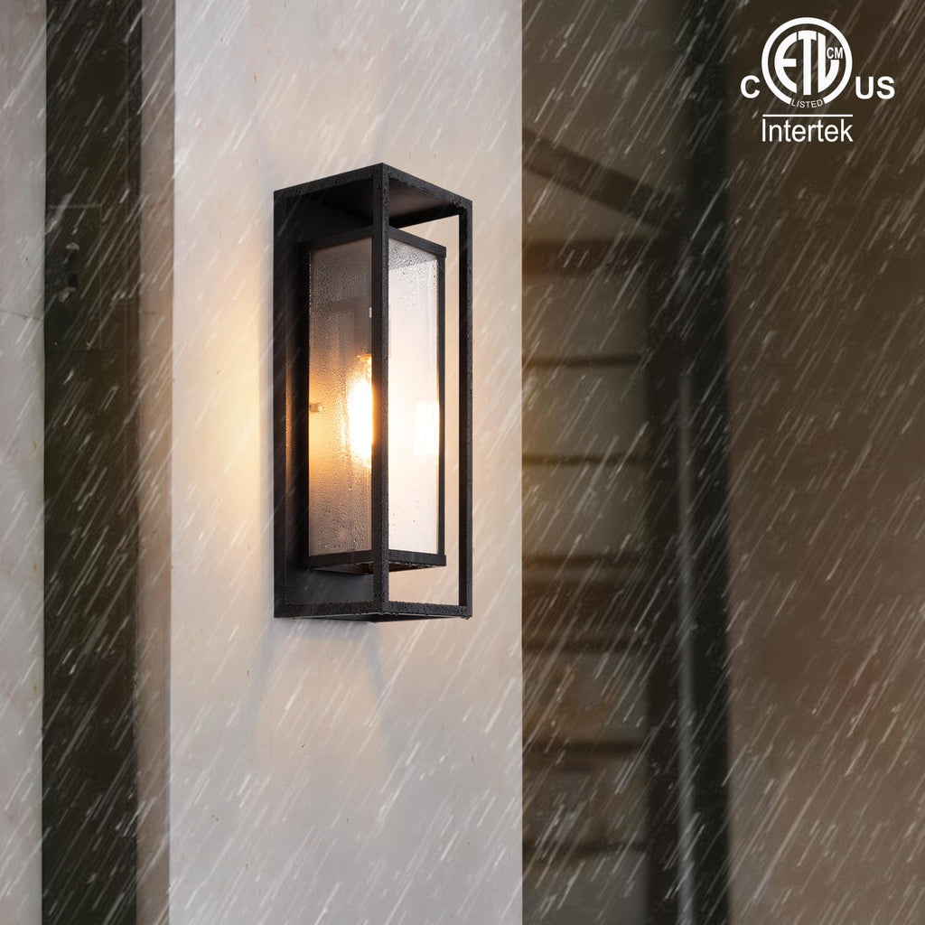 18" Modern Outdoor Porch Wall Light, Matte Black, 1 Pack