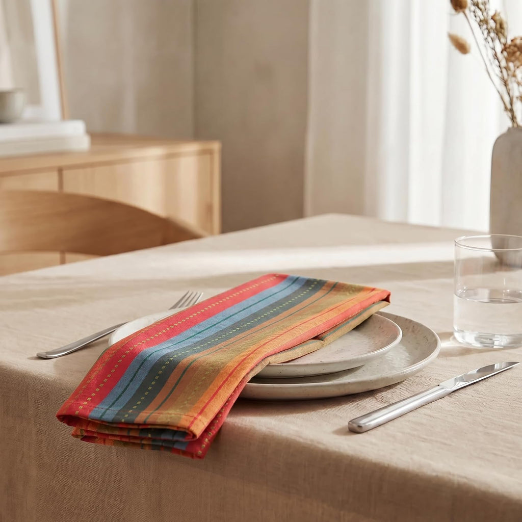 Cloth Napkins Cotton 20x20 (Set of 12) Red Stripes