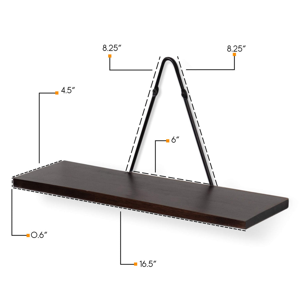 Moma Wall Mounted Narrow Decorative Floating Shelves with Triangle Brackets - Picture Ledge, Display for Collectibles