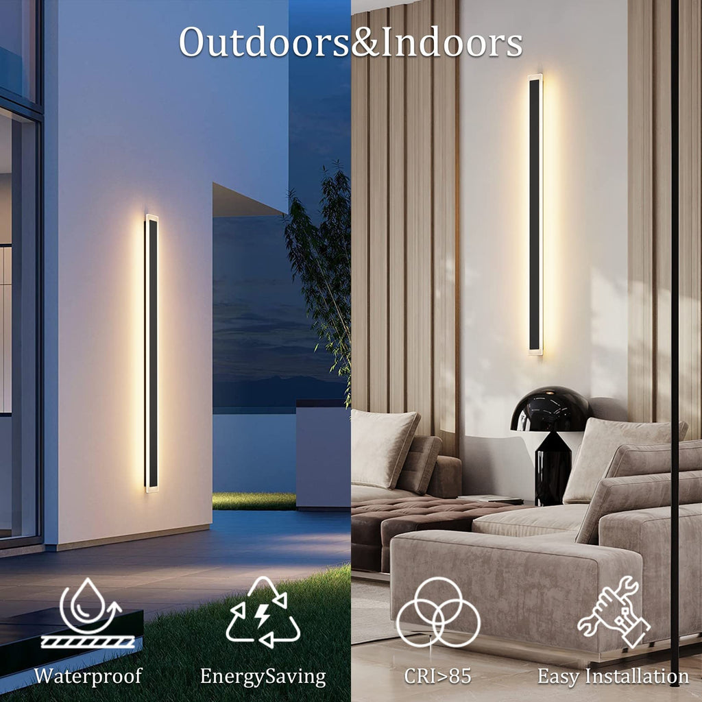 2 Pack 56.3In Long Outdoor Lights, IP65 Waterproof Modern Exterior Lighting Fixture 3000K Linear Outdoor Light for