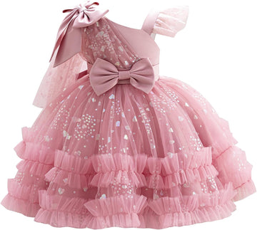 Girls Birthday Party Dress Heart Glitters Tulle Princess Dress Toddler Flower Girl Wedding Prom Pageant Dress