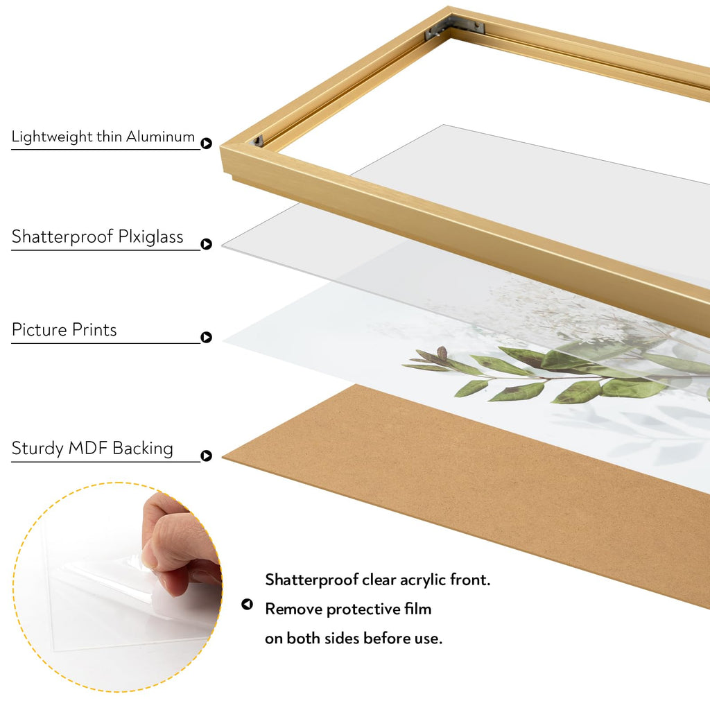 19.7x27.6 Aluminum Puzzle Frame Acrylic Front Gold