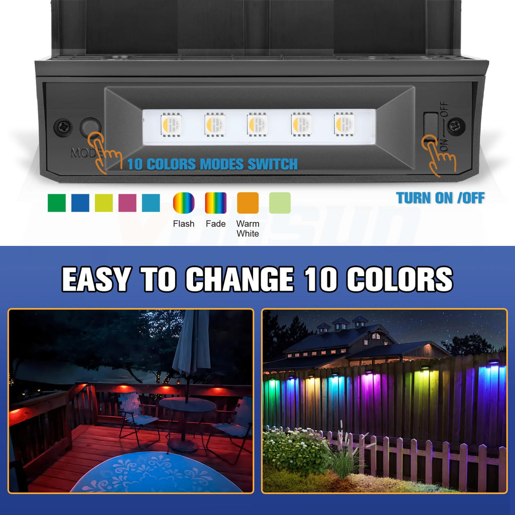 Solar Deck Lights Outdoor 8 Pack, 1800mAh Long Lighting Time