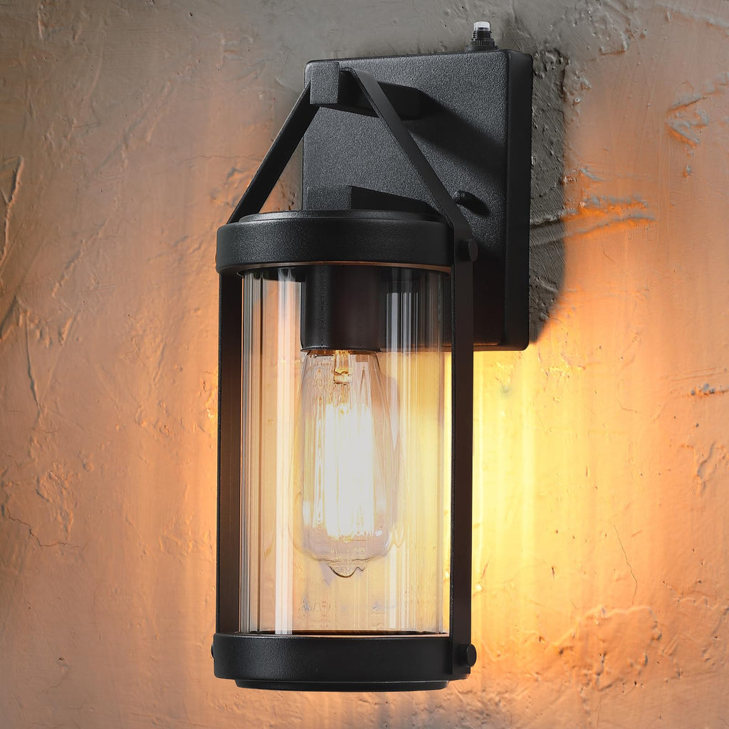 Dusk Dawn Sensor Outdoor Wall Sconce Black Exterior Porch Lantern