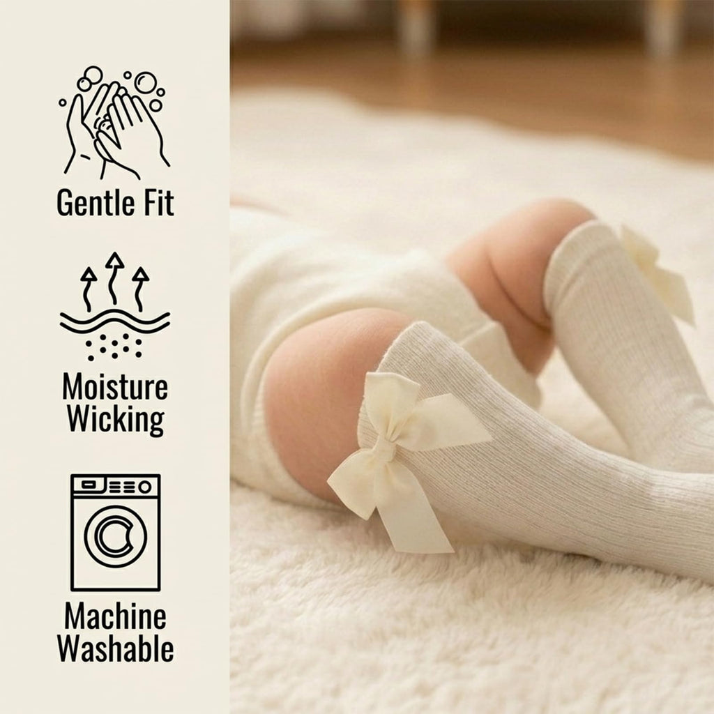 6 Pairs Preemie Knee High Socks with Bows Newborn