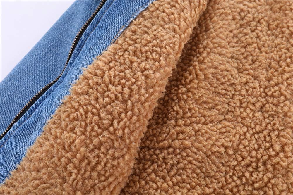 Little Boys Denim Jacket Fleece Lined Cute Sherpa Collar Snap Button