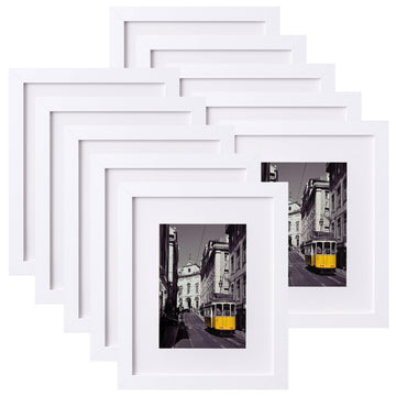8x10 Picture Frames, Acrylic Cover, White, Set of 10