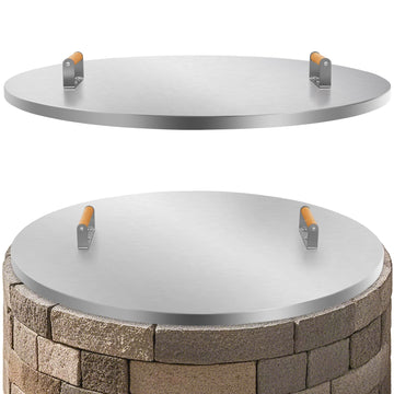 Firepit Lid Round 38"w/Handle, Metal Firepit Cover.Silver