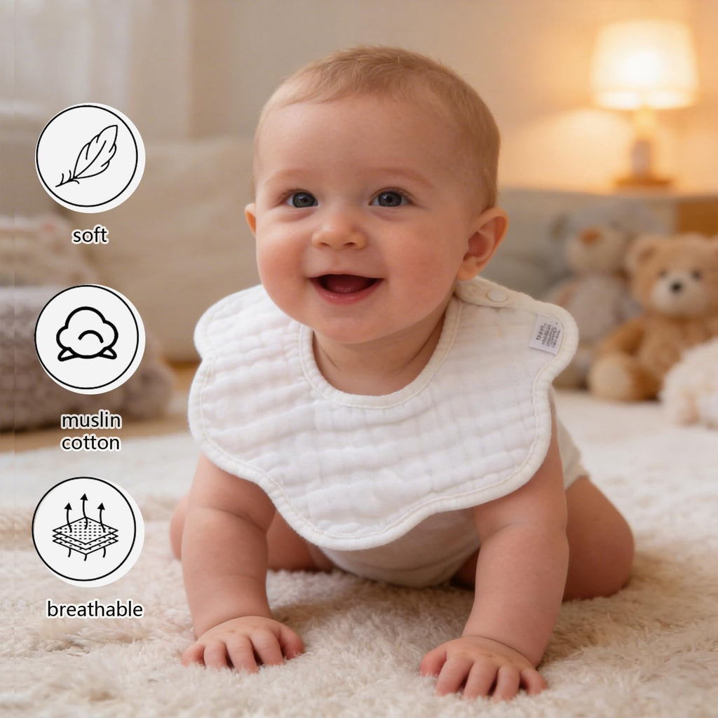 Organic Cotton Muslin Baby Bibs 8-Layer Drool Bibs