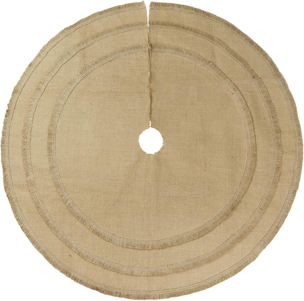 Christmas Tree Skirt, 48 inches Natural Burlap Jute Plain with Tassels, Rustic Xmas Holiday Decoration...
