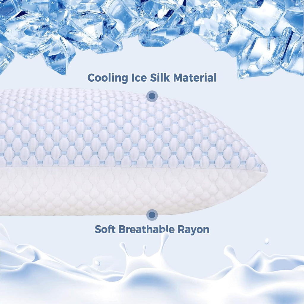 Shredded Memory Foam Pillows King Size 2 Pack | Neck pain relief, supportive, odorless, cooling pillow, adjustable