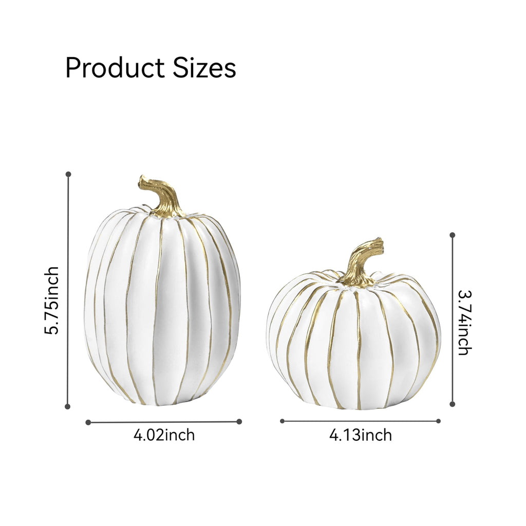Fall Pumpkin Decor, 2Pcs Resin Thanksgiving Fake Pumpkin Figurines