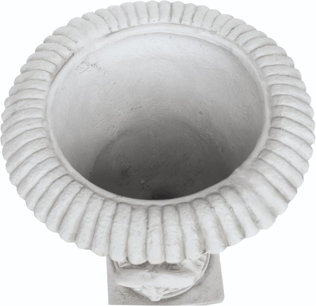 Adonis Traditional Roman Chalice Garden Urn Planter with Lion and Floral Accents, Antique White