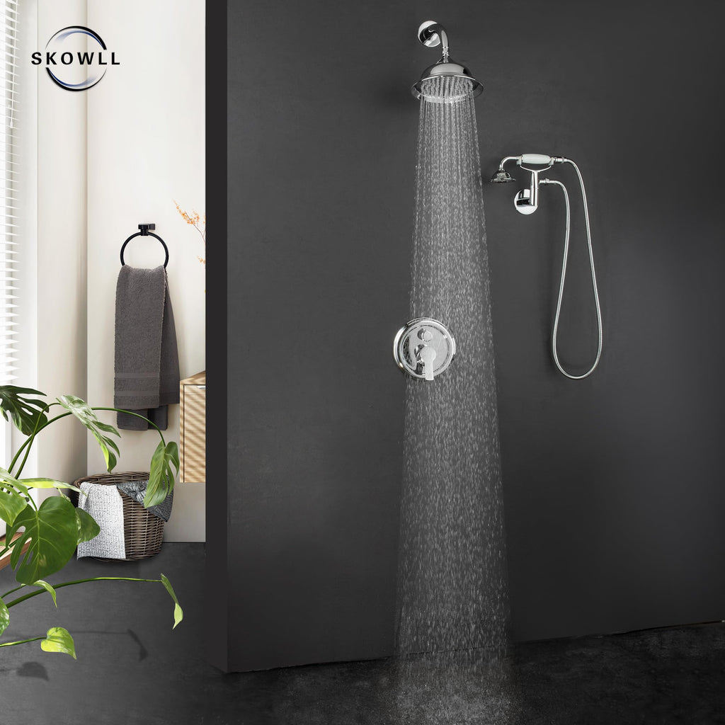 Rainfall Shower Head Set Wall Mount Shower System Vintage Shower Fixtures Set 8 Inch Overhead Shower Kit 2 Function