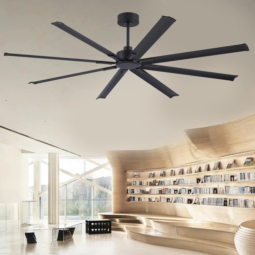84 inch Large Ceiling Fans No Lights with Remote Control, Black Modern Industrial Ceiling Fan for Garage Living Room