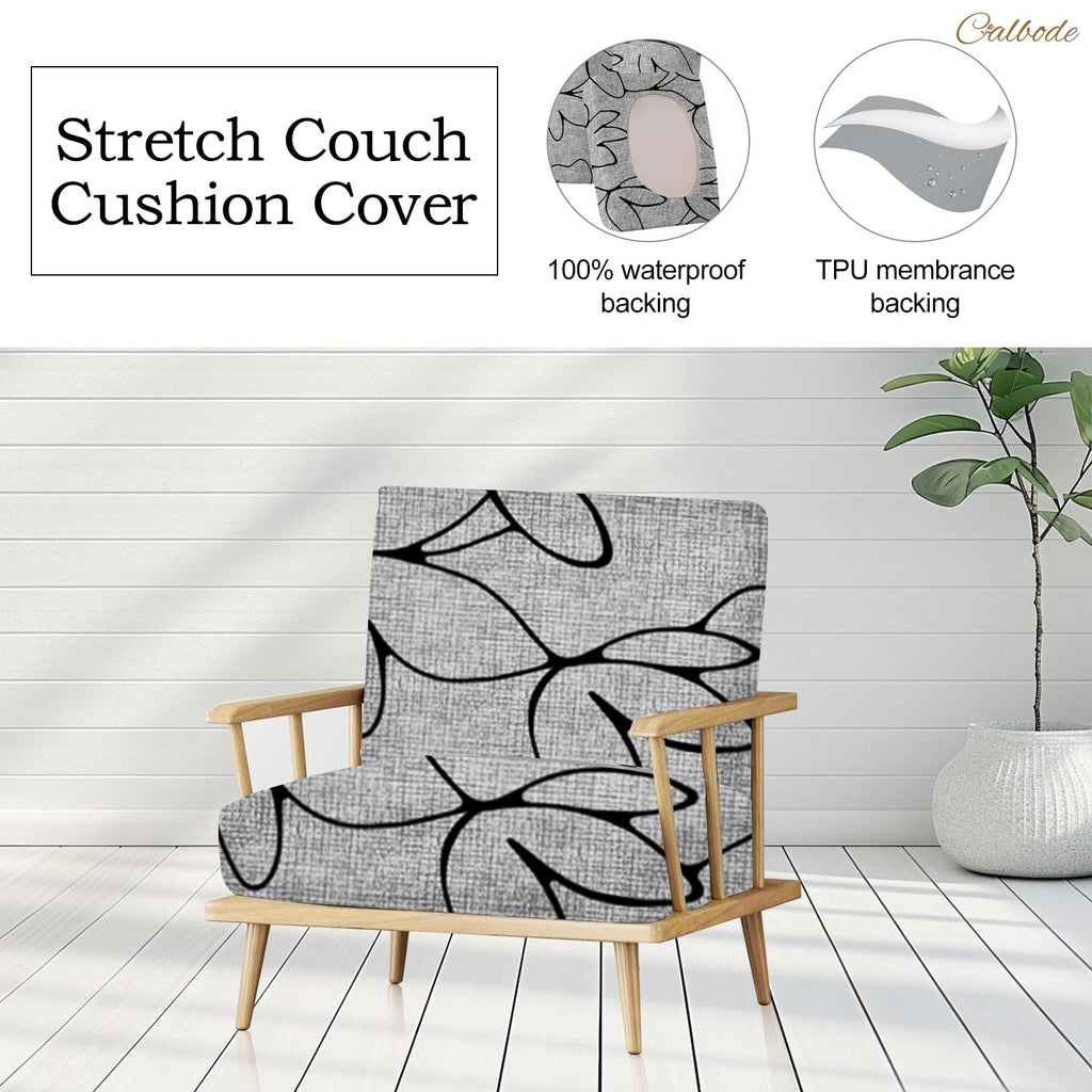 8PCS Waterproof Patio Sofa Covers Elastic, Abstract Grey Floral