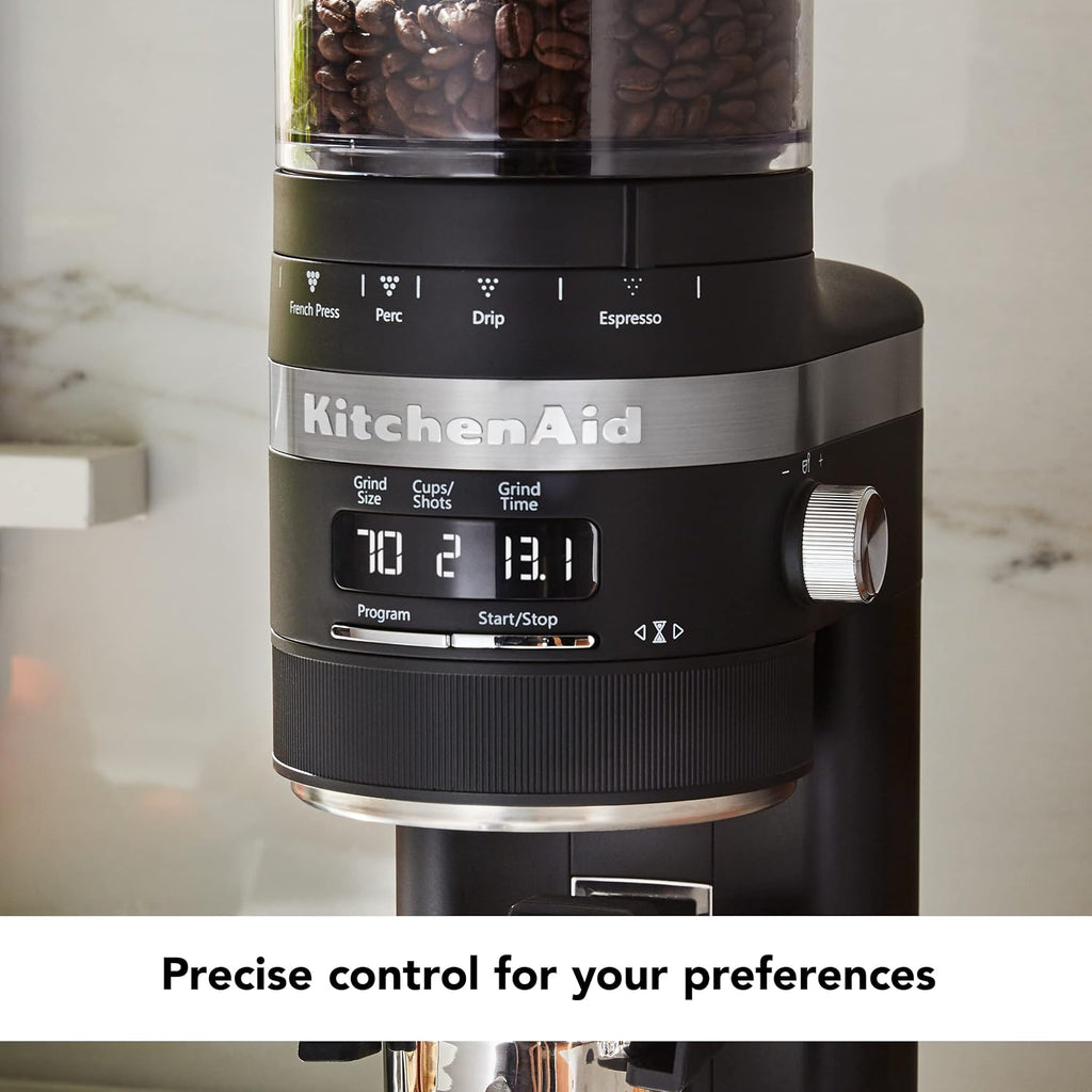 Burr Coffee Grinder, KCG8433, Matte Black | Smart Dosing Technology for Ideal Grounds, 70 Grind Settings for All Brew