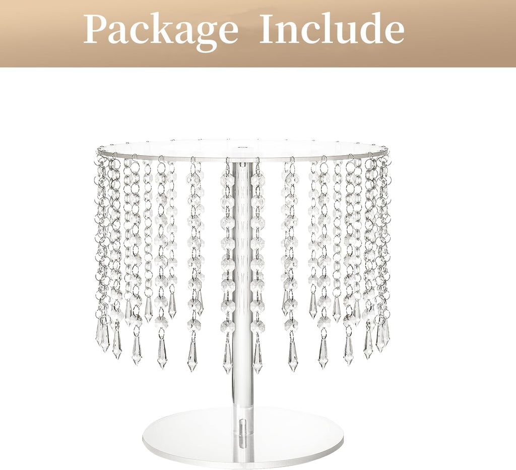 Cake Stands for Party, Clear Acrylic Cake Stand for Dessert Table, 12.2in Round Crystal Cake and Cupcake Stand - Set of 3
