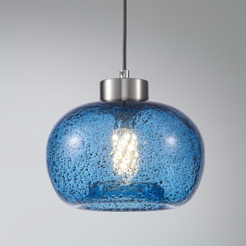 8.6" Coastal Blue Globe Seeded Glass Kitchen Island Pendant Light