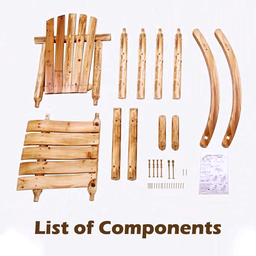 Wooden Rocking Chair Log Outdoor Rocker Outside Patio Lawn Furniture Living Room Porch Comfy Beach Balcony, Heavy