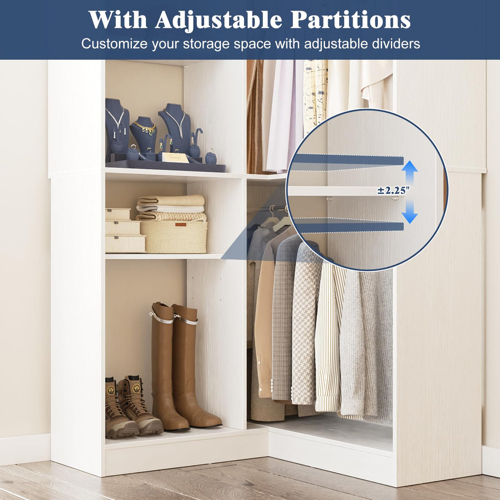 36'' Corner Closet System with Adjustable Shelves, Heavy Duty Corner Closet Organizer System with 7 Shelves & 2