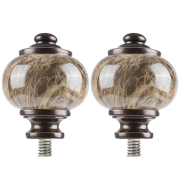 2 Pack Marbled Replacement Finials for 1 or 7/8 Inch, Bronze