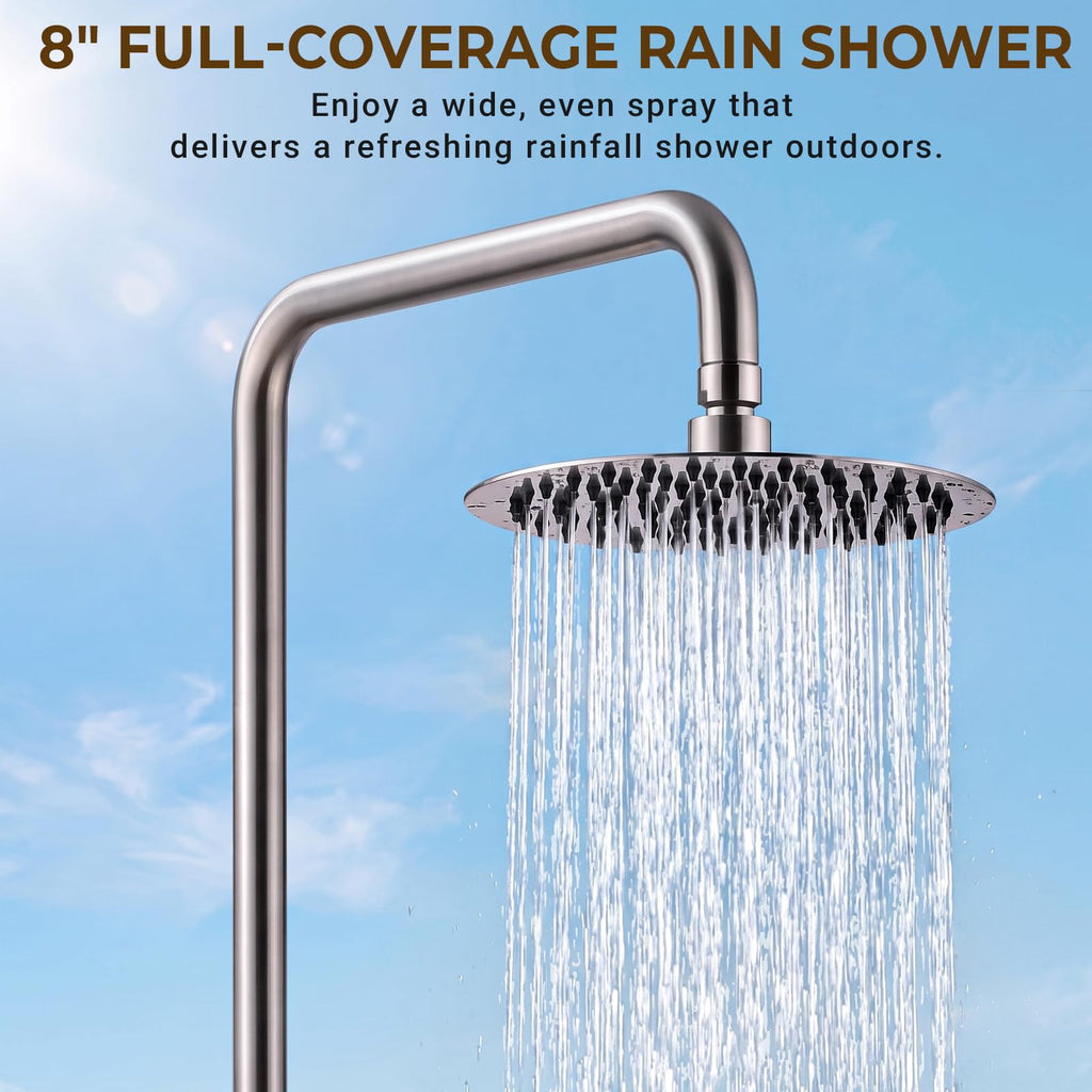 316 Marine-Grade Stainless Steel Wall-Mount Outdoor Shower Kit