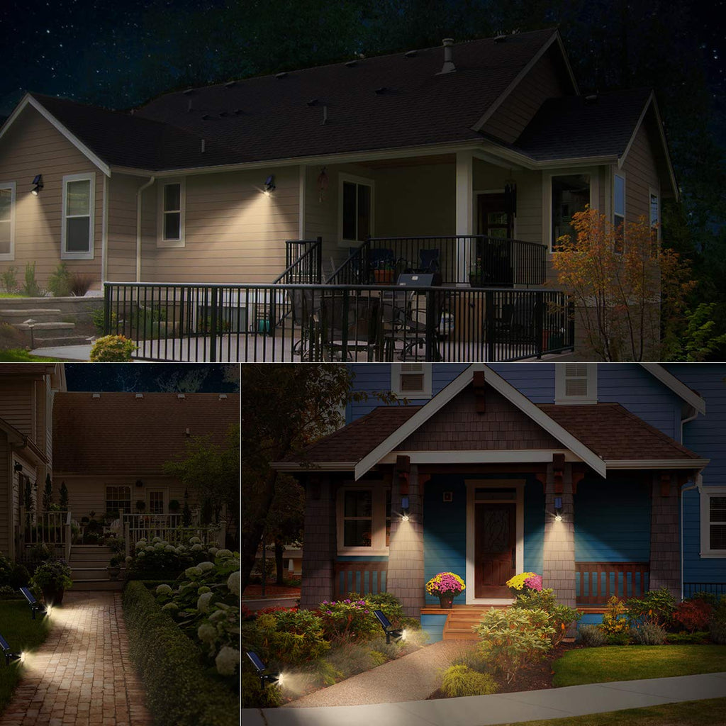 Solar Spot Lights Outdoor Adjustable Spotlights, 2 Pack Warm White