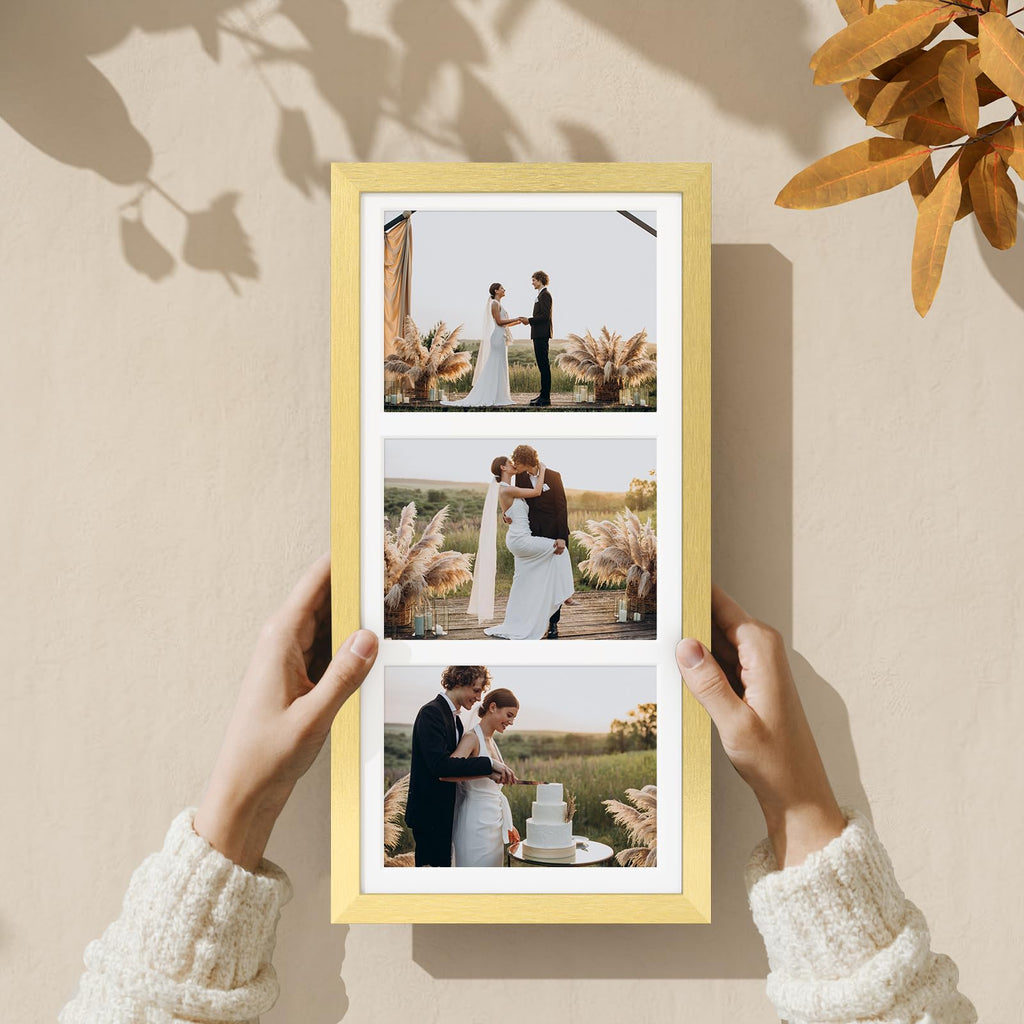 8x16 Collage Picture Frame for Wall Mounting, Gold
