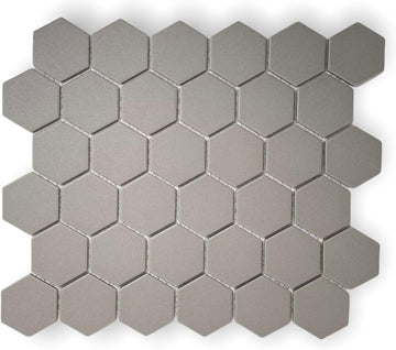 TDPW-UNGH2-409 Trout Gray Porcelain 2 Inch Hexagon Unglazed Finish Mosaic Tile Floors, Walls, Kitchen Backsplash and
