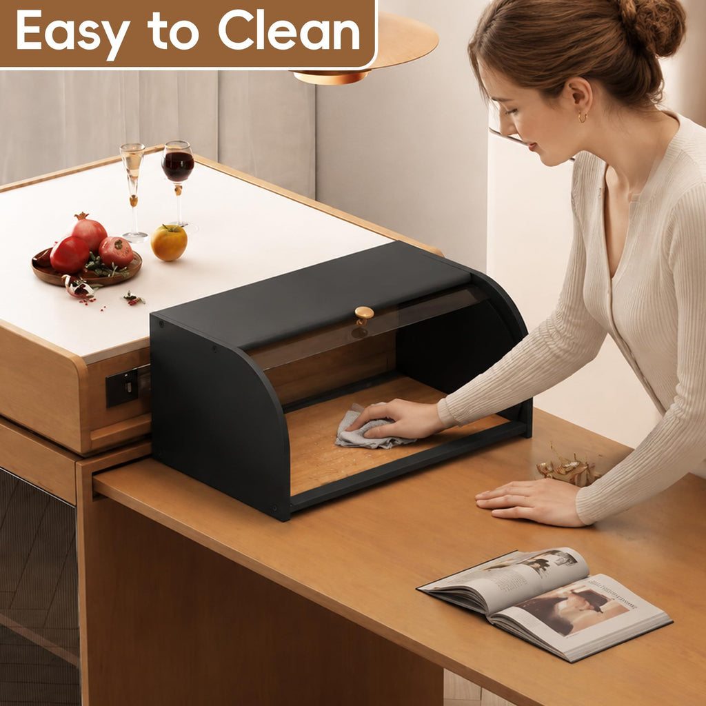 Bread Box - Roll Top Countertop with Clear Lid