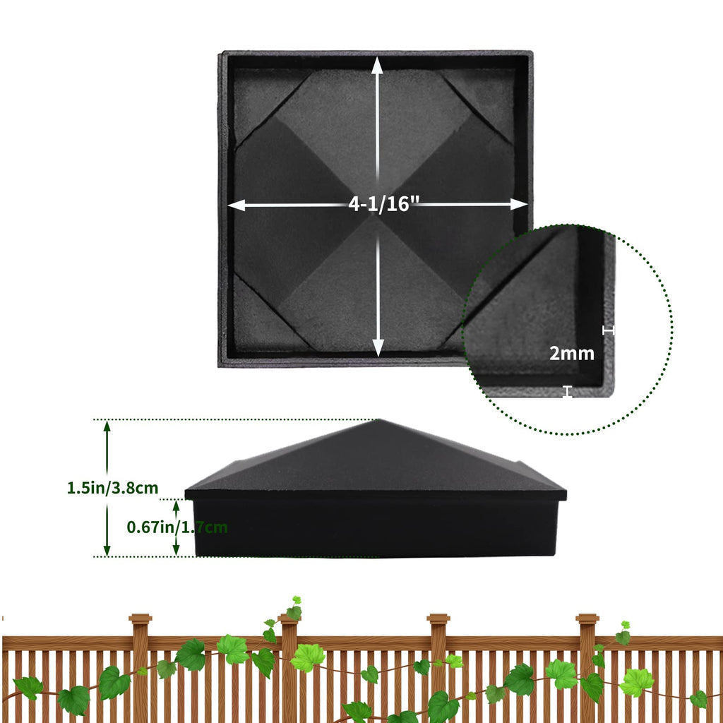 True 4" x 4" Heavy Duty Aluminium Post Cap Matte Black Powder Coated