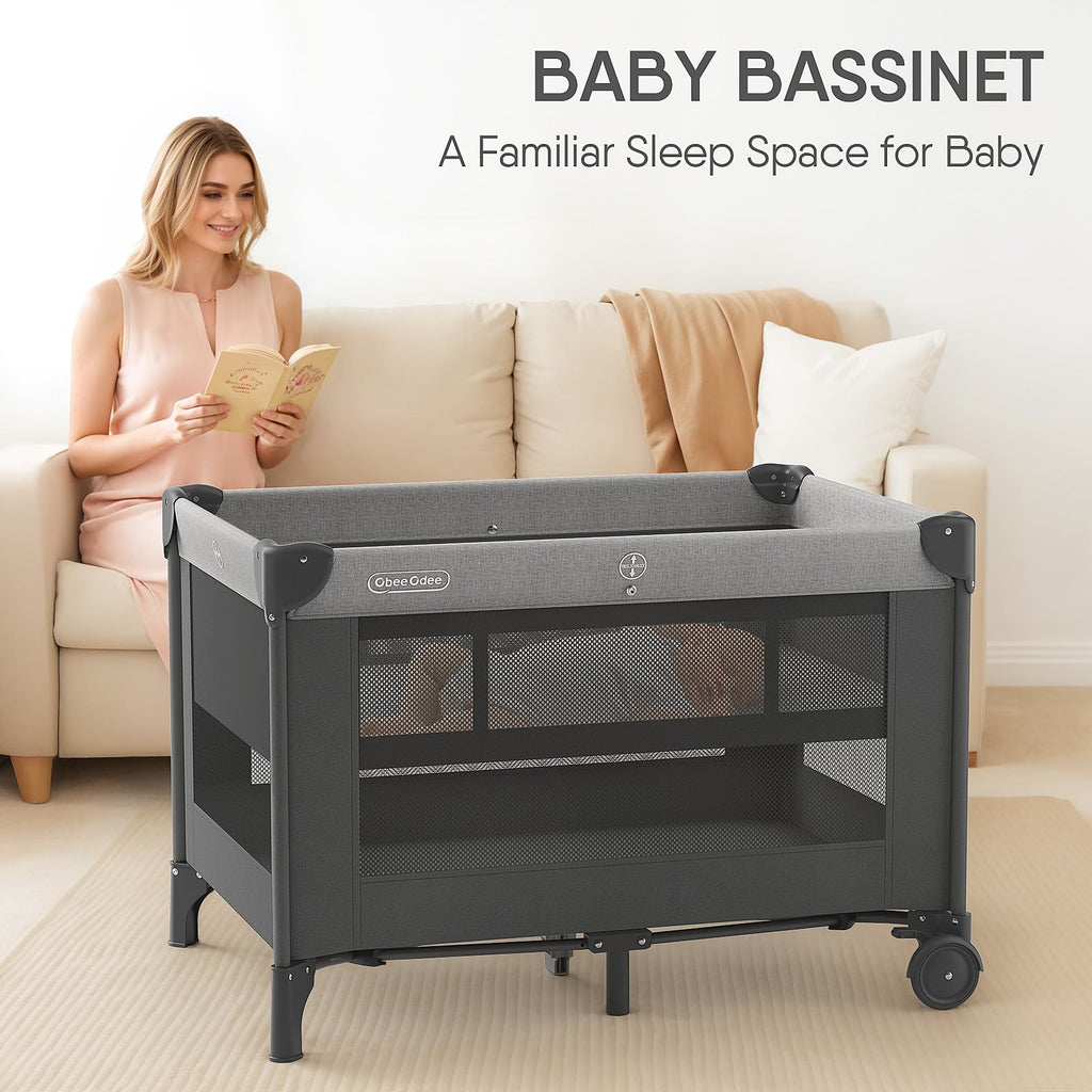 Bassinet, Playard, Napper Bassinet, Changing Table, Grey