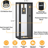 Exterior Outdoor Wall Sconces Lights 2Packs, 12.6'' Matte Black Waterproof Outdoor Wall Porch Lights with Clear Tempered Glass Shade, Exterior Outside Garage Lighting Lanterns, Bulb Not Included A123-B0CC8LJ51S