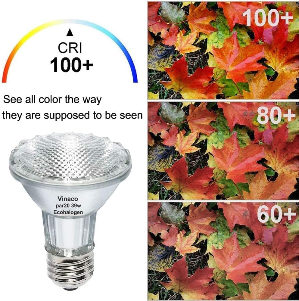 9PCS Eco Halogen Light Bulb, 39W PAR20 Warm White, Dimmable, 480 Lumens, 3000K, 120V, E26 Medium Base, 40° Flood Beam