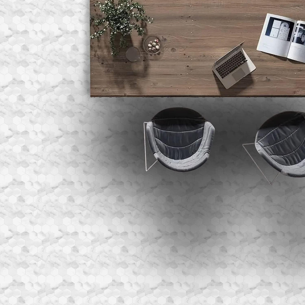 BuildMyplace 2-Inch Plata Statuario Brina Hexagon Matte Glazed Porcelain Mosaic Floor and Wall Tile, 10 Pieces