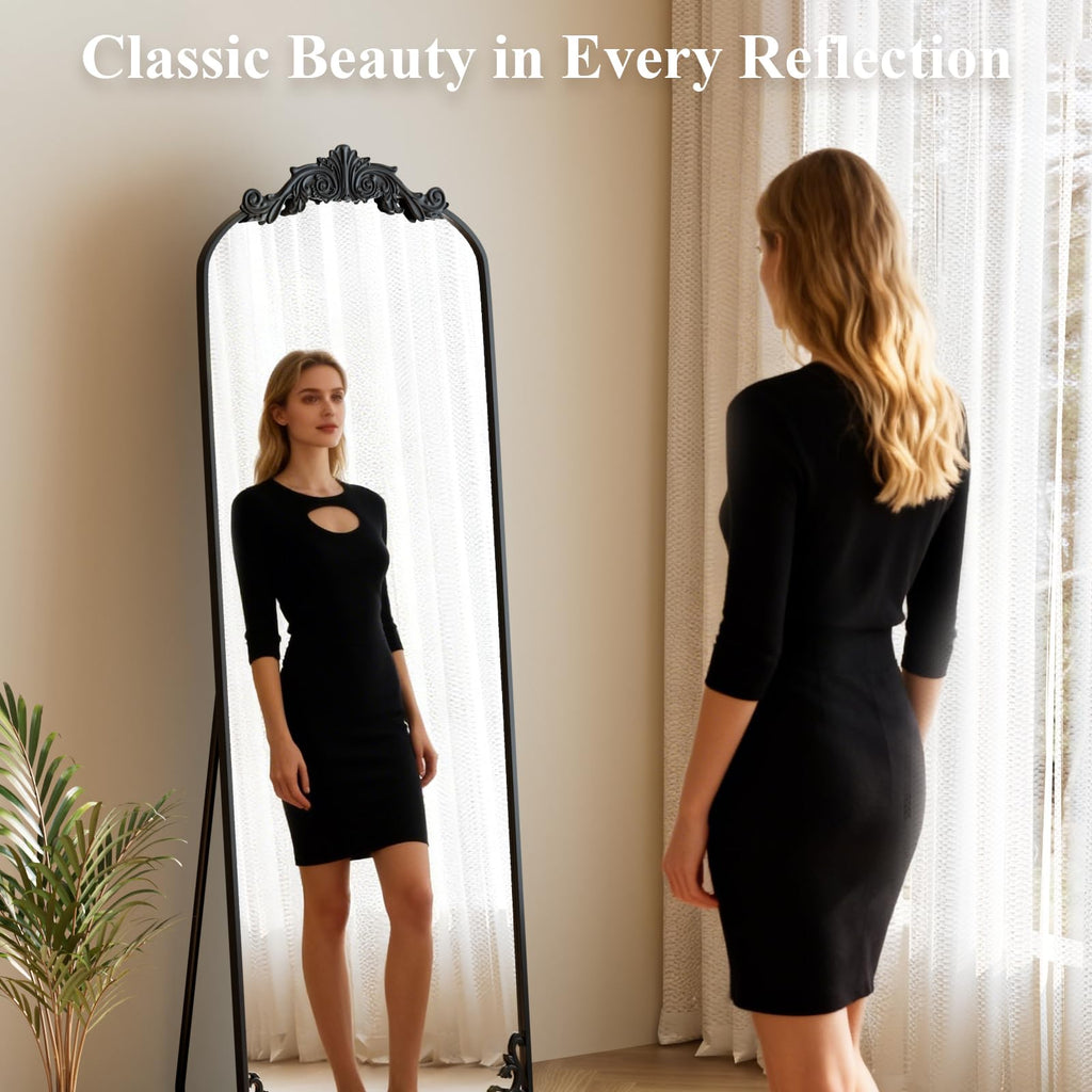 64"x21" Vintage Full Length Mirror, Arched Standing Mirror