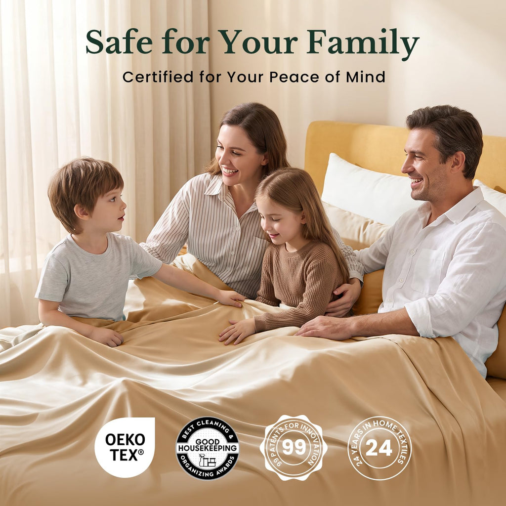 Mulberry Silk Bed Sheet Set, 4 Pcs, Champagne