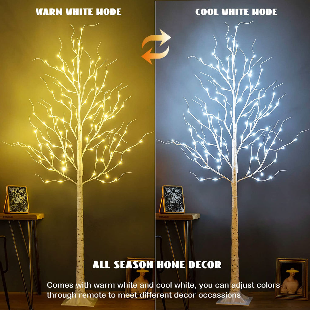 Lighted Birch Tree, 8ft Birch Tree Lights, Large Artificial Twig Tree Light 9Modes Timer for Indoor Outdoor