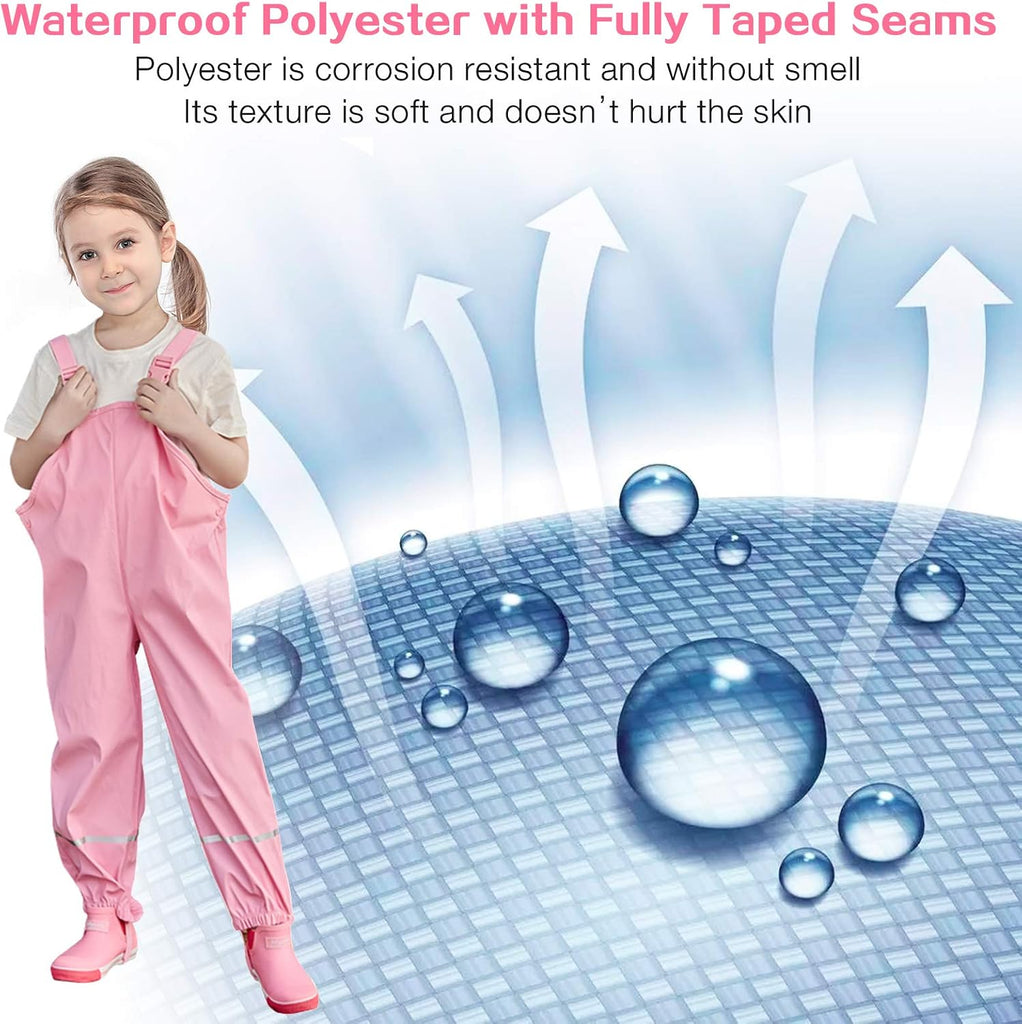Rain Pants Kids, Toddler Boy Overalls Waterproof Bib Suspender Fishing Pant