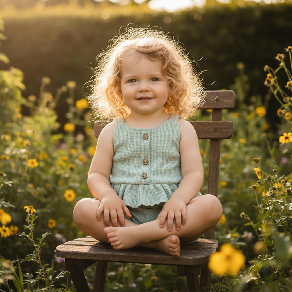 Toddler Baby Girl Summer Outfits Solid Color Waffle Sleeveless Ruffle Tank Tops Shorts Set Cute Infant Clothes