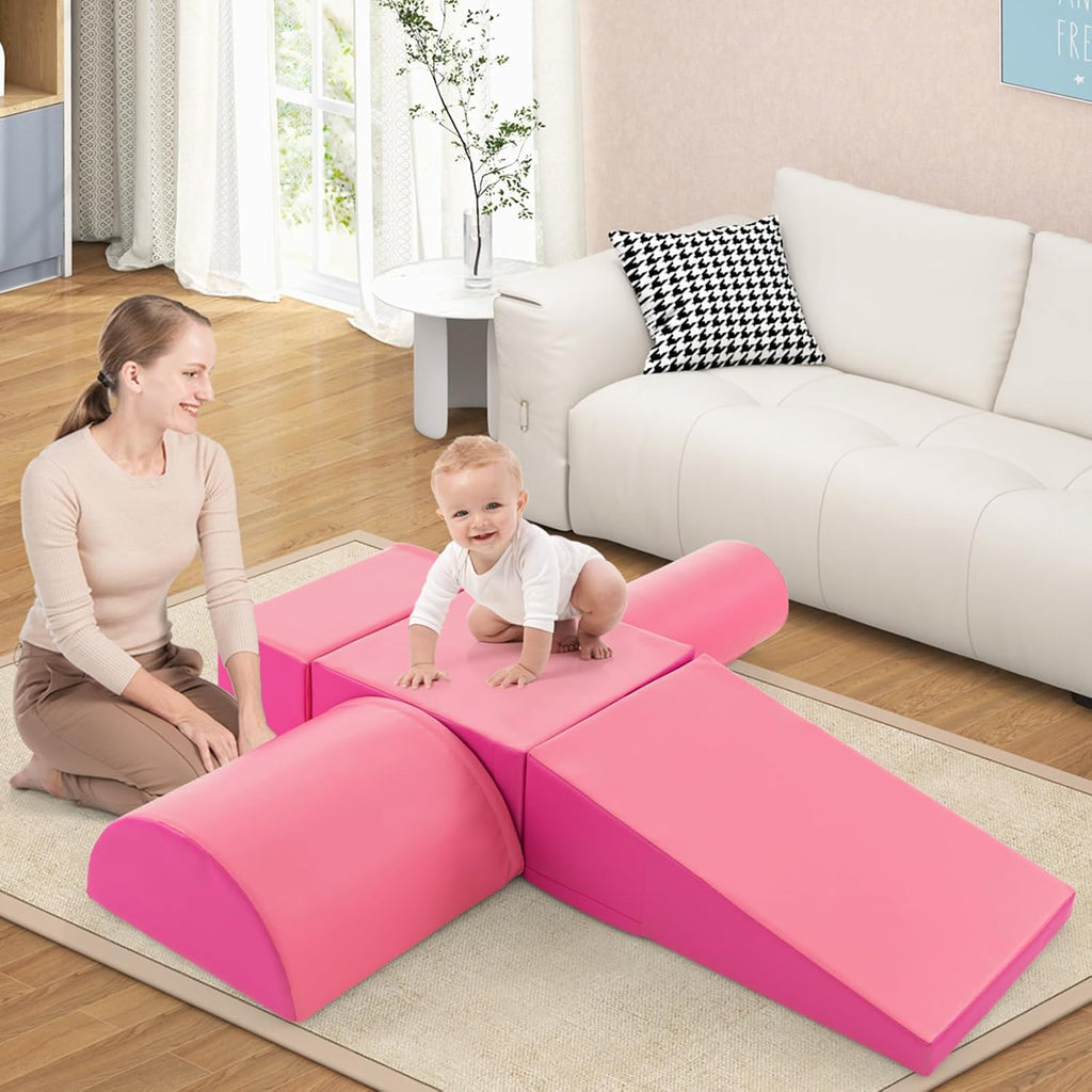 Piece Climb and Crawl Playset, Soft Climbing Foam Block Activity Play Structure Gym Equipment for Infant Baby