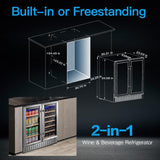 30 Inch Dual Zone Wine and Beverage Cooler,28 Bottles & 110 Cans Wine Fridge,Bui