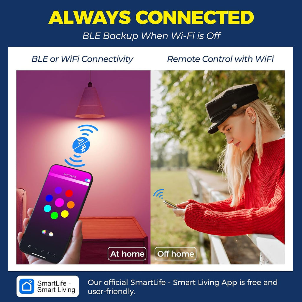 E12 Smart Light Bulbs Compatible with Alexa/Google Home, 1PC