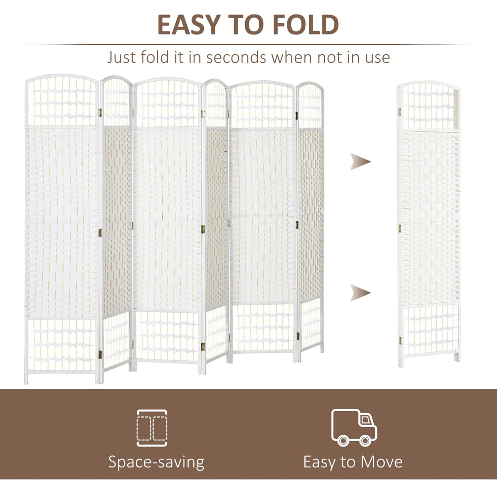6 Panel Room Divider, Folding Privacy Screen, 5.6', White