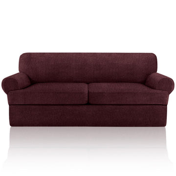 3 Pieces Sofa Covers fot T Cushion Loveseat Slipcover, Sofa Stretch Slip Covers for 2 Cushion Couch with 2 Individual
