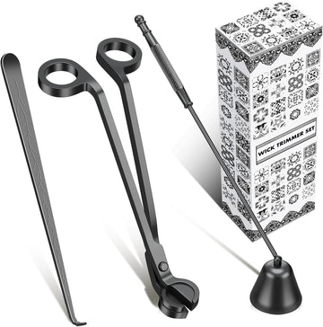 Candle Wick Trimmer, Candle Snuffer and Wick Dipper & Candle Accessory Set, 3 in 1 Candle Care Kit for Candle Lover