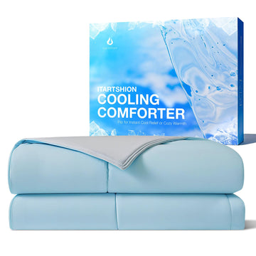 Cooling Comforter, Queen Size, Qmax≥0.45, Blanket for Hot Sleepers, Safe for Babies, All Season Bedding to Keep Cool for