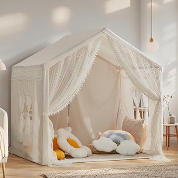 Kids Play Tent, Play Tent for Toddlers Age 3-12, Indoor Playhouse with Carry Bag, Safe PVC Frame & Breathable Cotton