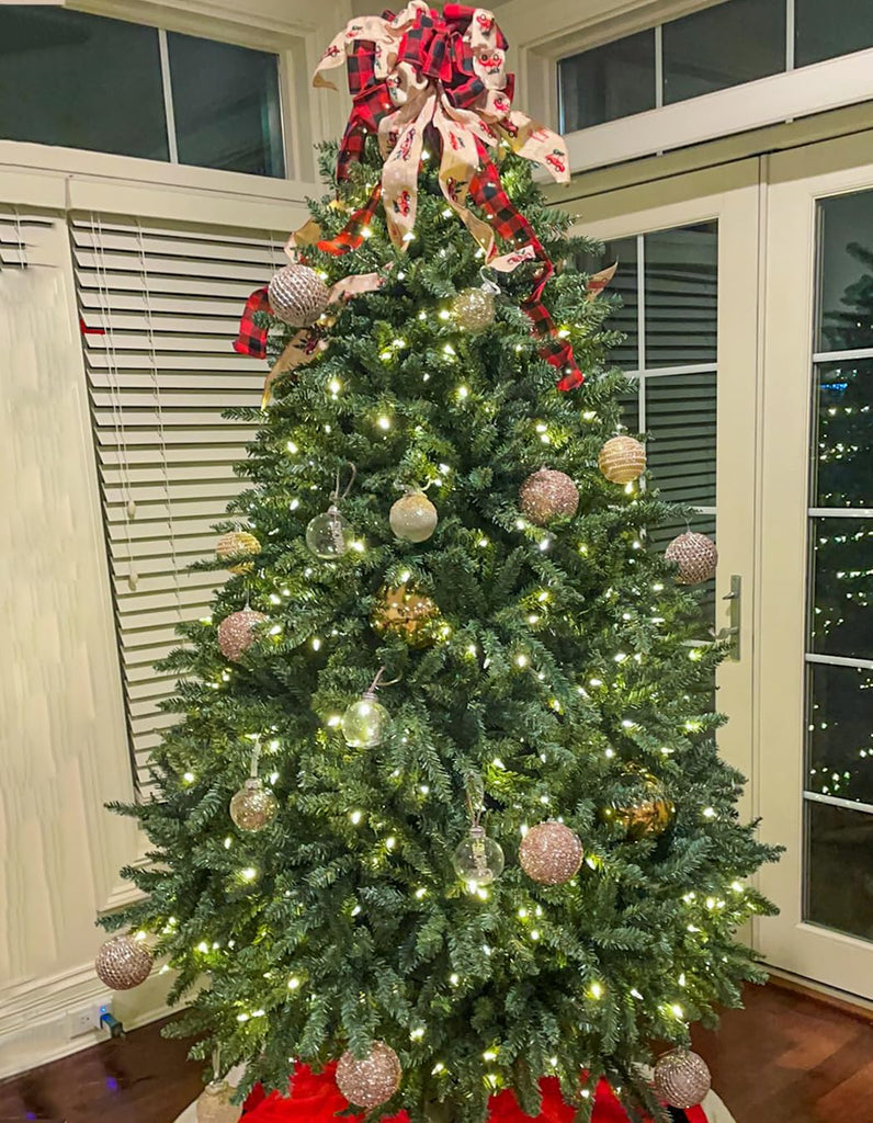 Pre-lit Christmas Tree Premium Spruce Artificial Remote Control with 750 Dual Color LED Lights, Full Hinged Fir